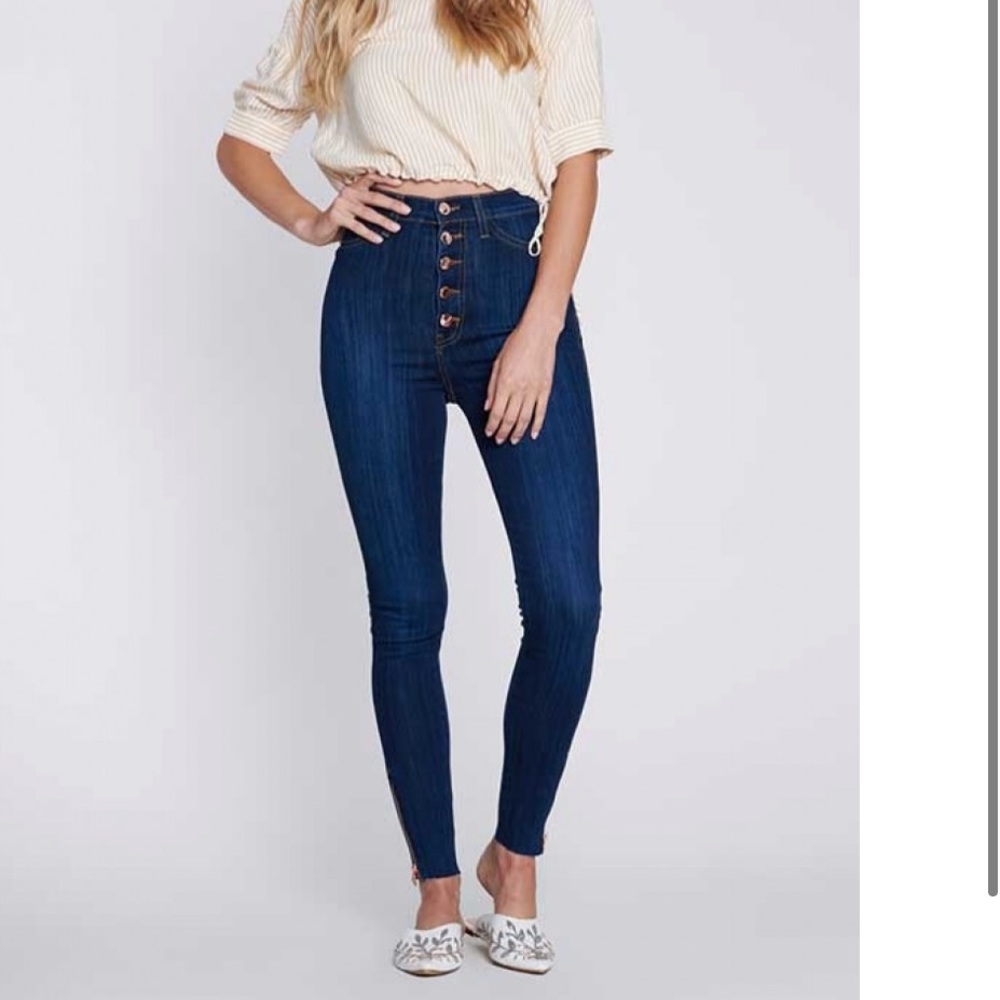 Vibrant High Waisted Button Up Jeans